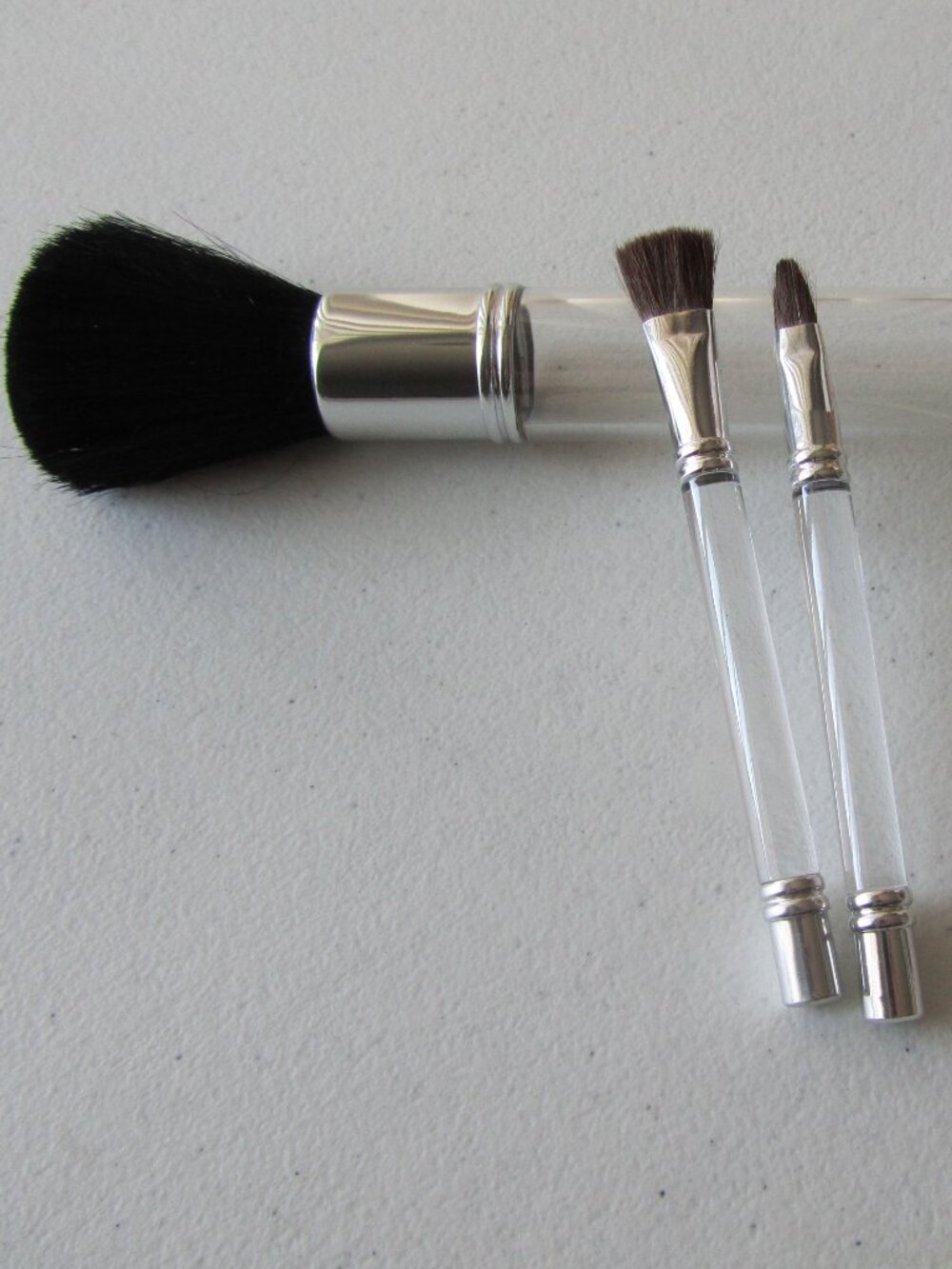 Lancome 3 Piece Brush Set with Clear Handle New